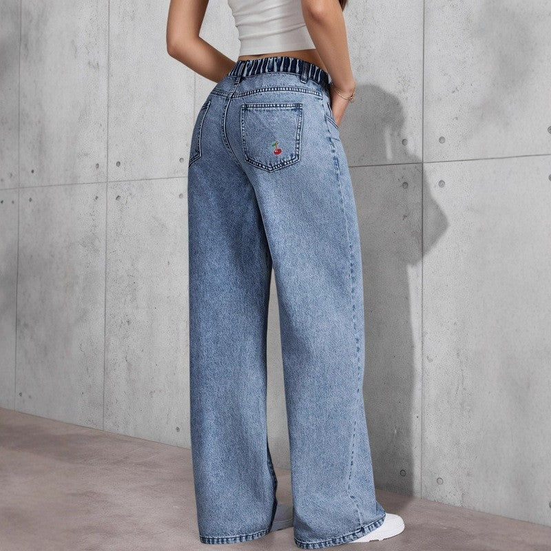 Vintage embroidered cherry jeans