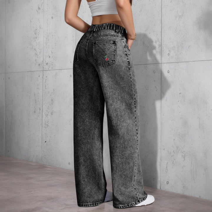 Vintage embroidered cherry jeans