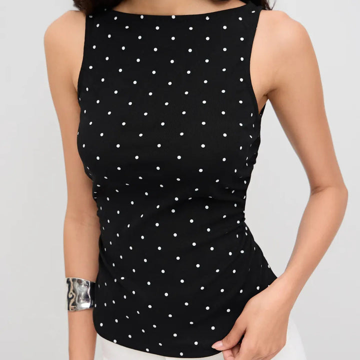 Polka dot fitted sleeveless top