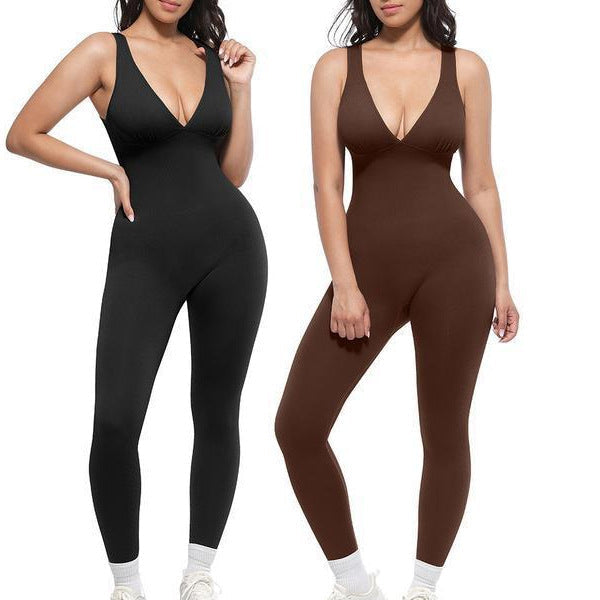 Sleeveless V-neck slimming and tummy-control sports yoga jumpsuit