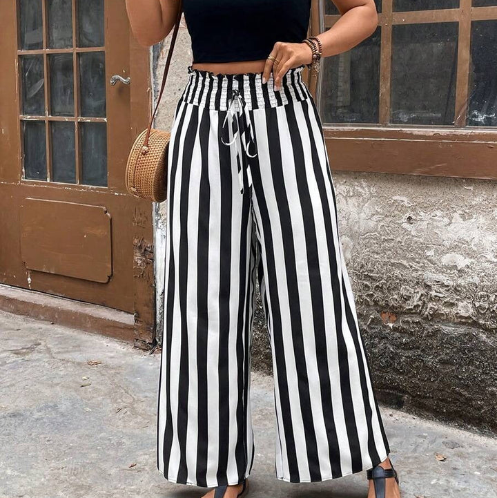 Flowing striped wide-leg pants