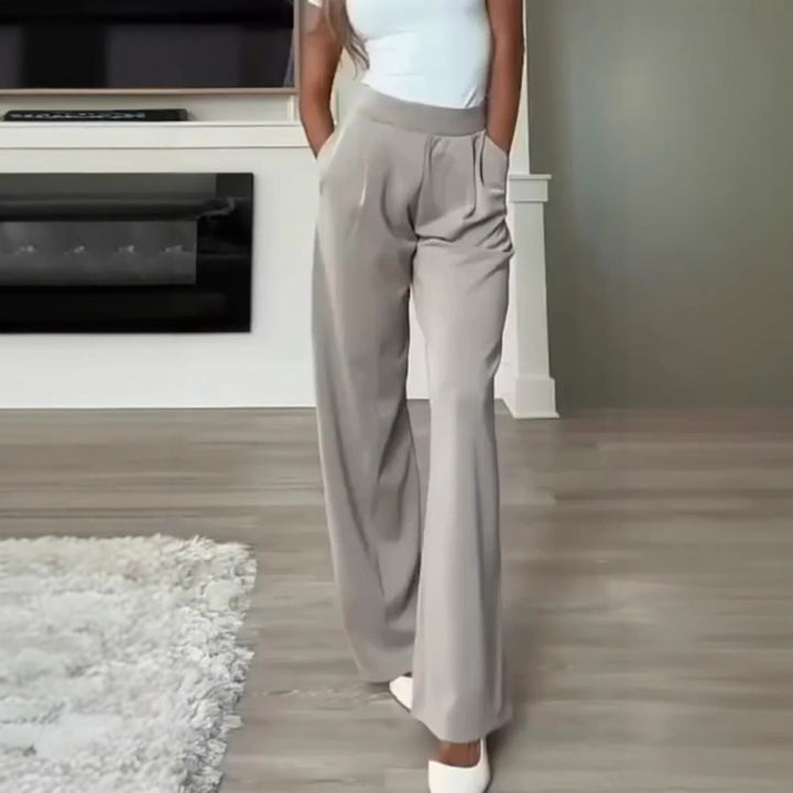 Flowy high-waisted casual loose pocket trousers