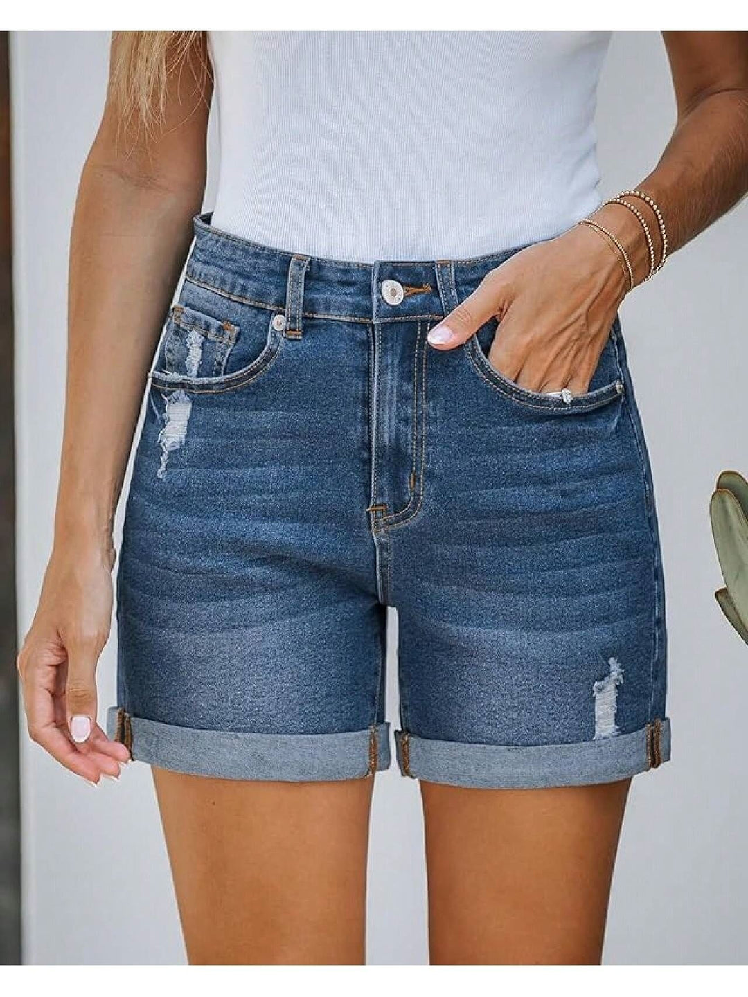 Stylish button-down comfortable denim shorts