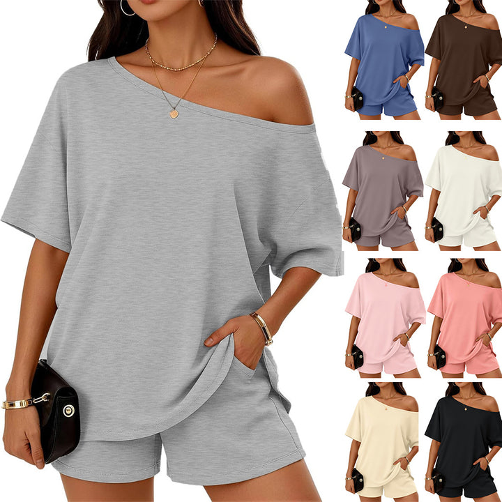 Casual Asymmetrical Top and Shorts Set