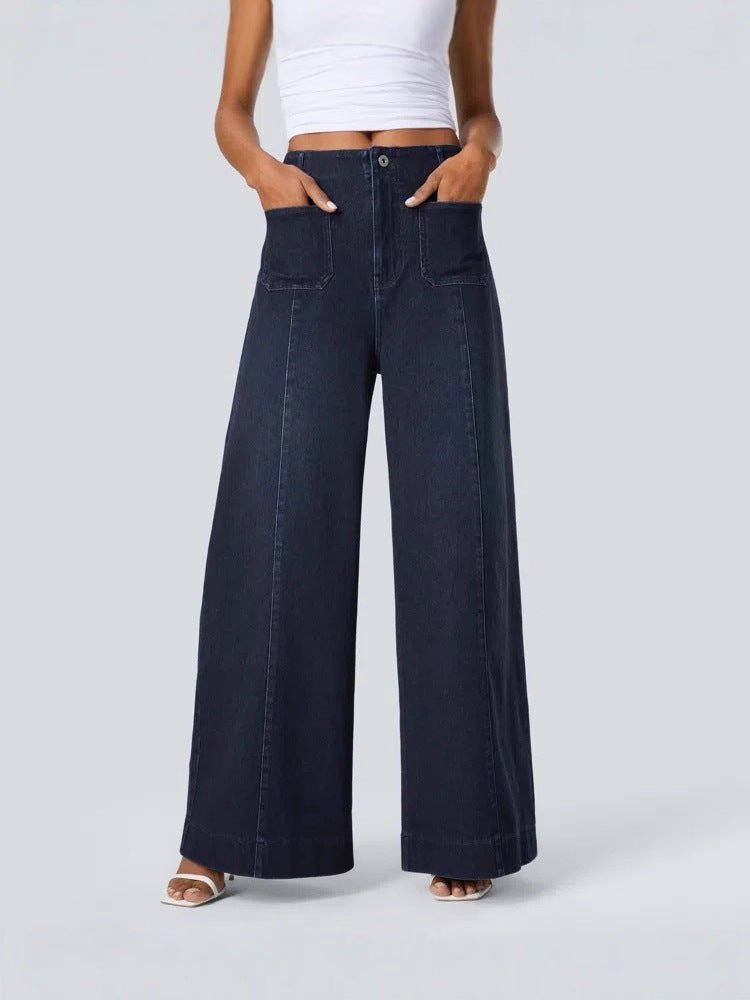 Casual Pocket Wide-Leg Straight-Leg Trousers