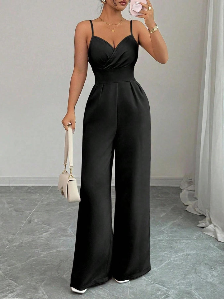 Cross V-neck sleeveless jumpsuit