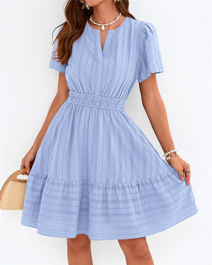 V-neck puff sleeve maxi dress