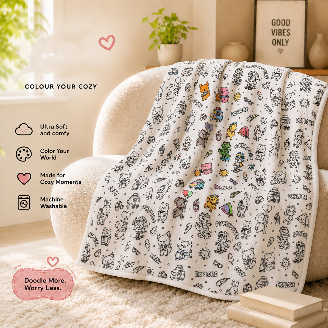 DIY Children's Coloring Blanket with Paintbrushes