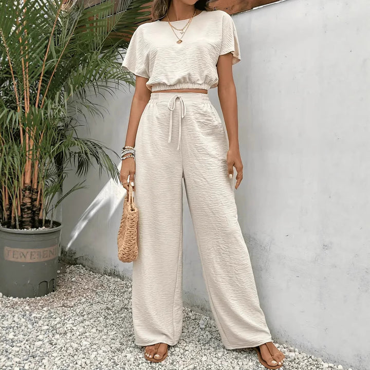 Short-sleeved top + pants casual set