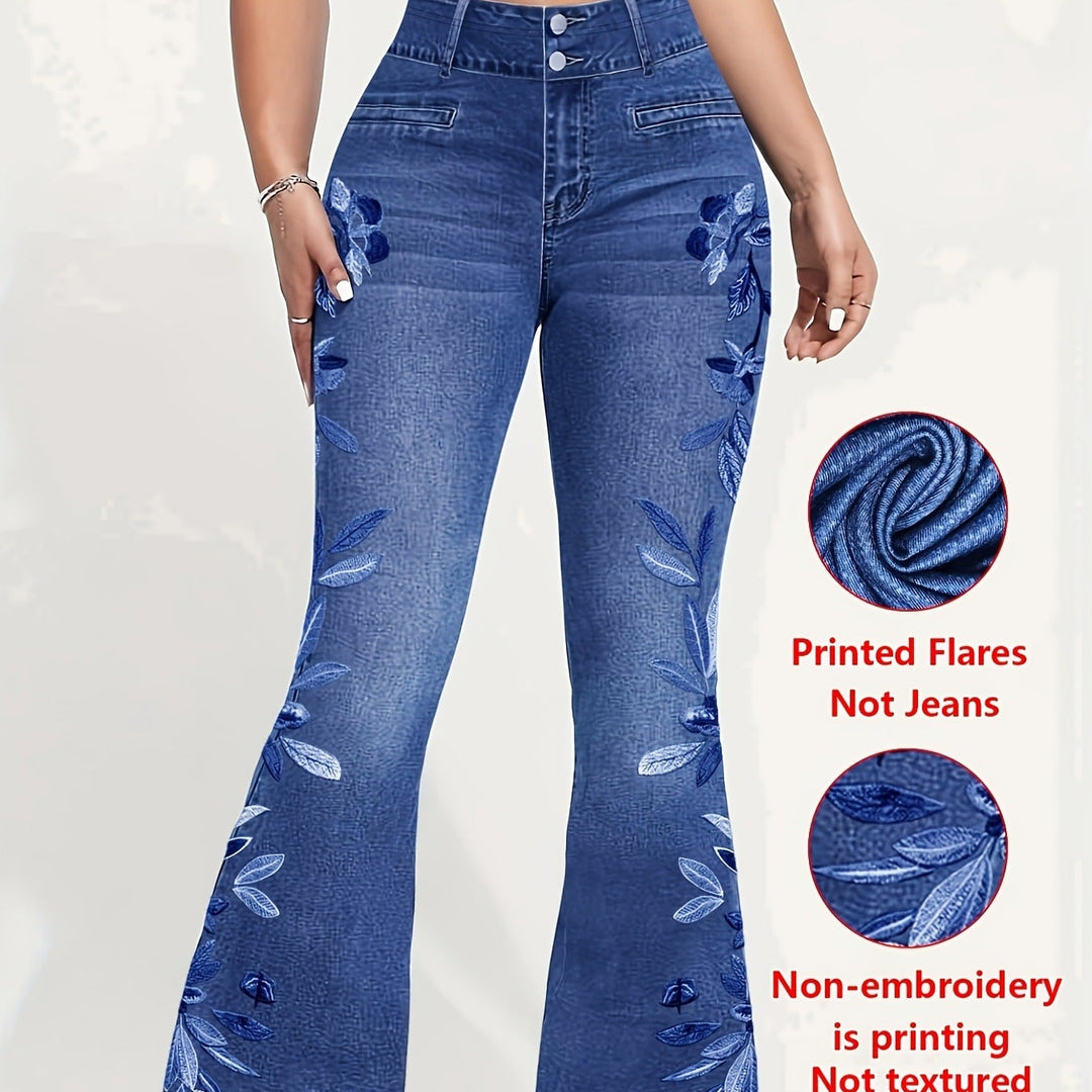Printed casual low-rise flared pants