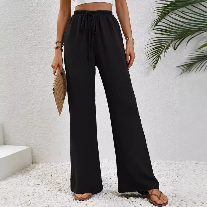 Solid color stylish straight leg pants