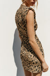 French print stand-up collar dress