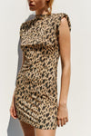 French print stand-up collar dress