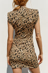 French print stand-up collar dress