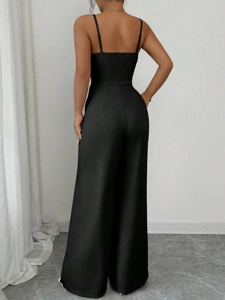 Cross V-neck sleeveless jumpsuit