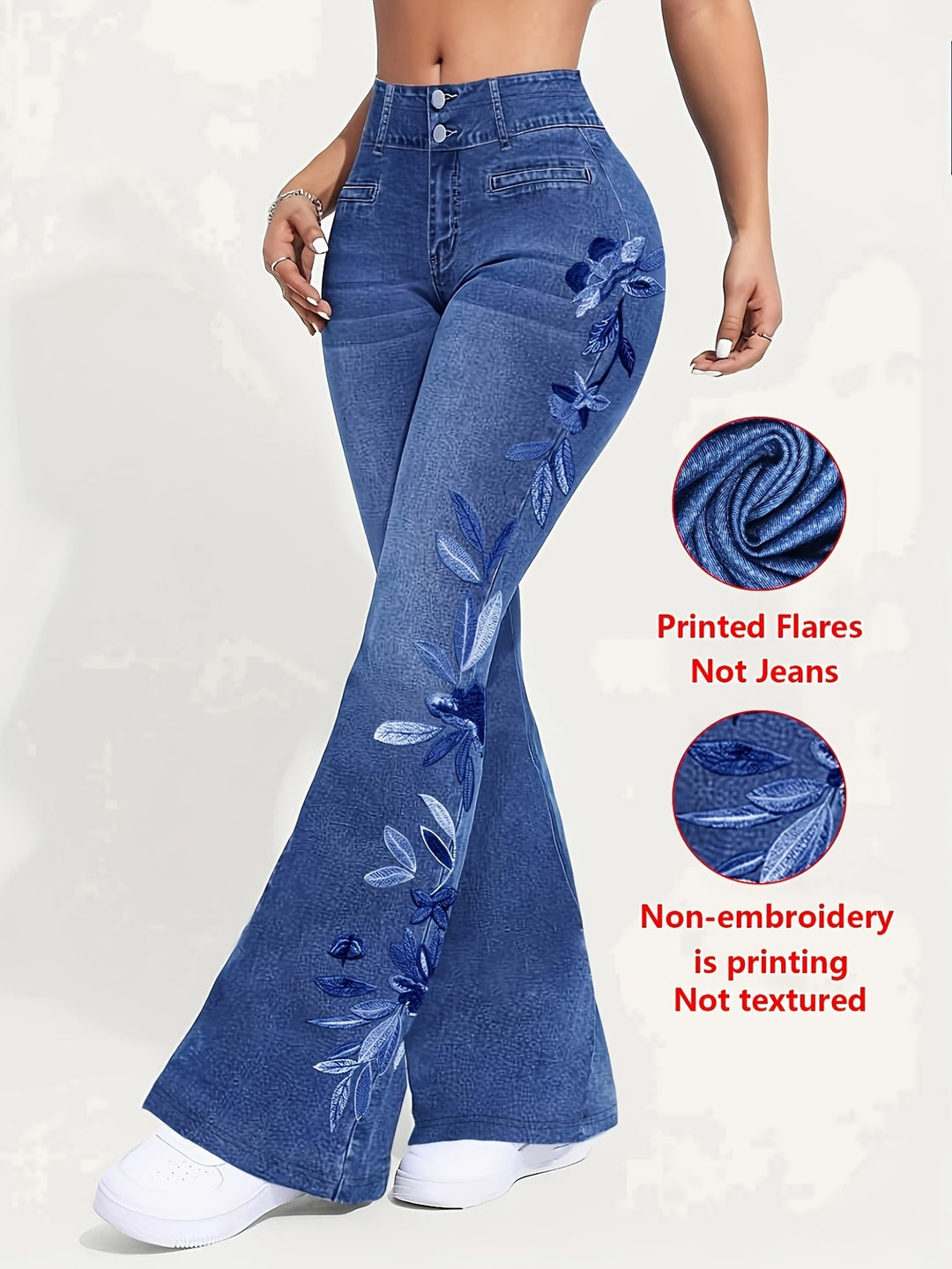 Printed casual low-rise flared pants
