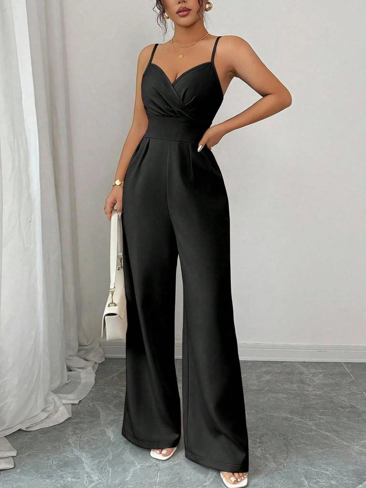 Cross V-neck sleeveless jumpsuit