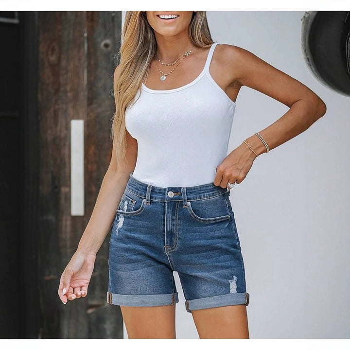 Stylish button-down comfortable denim shorts