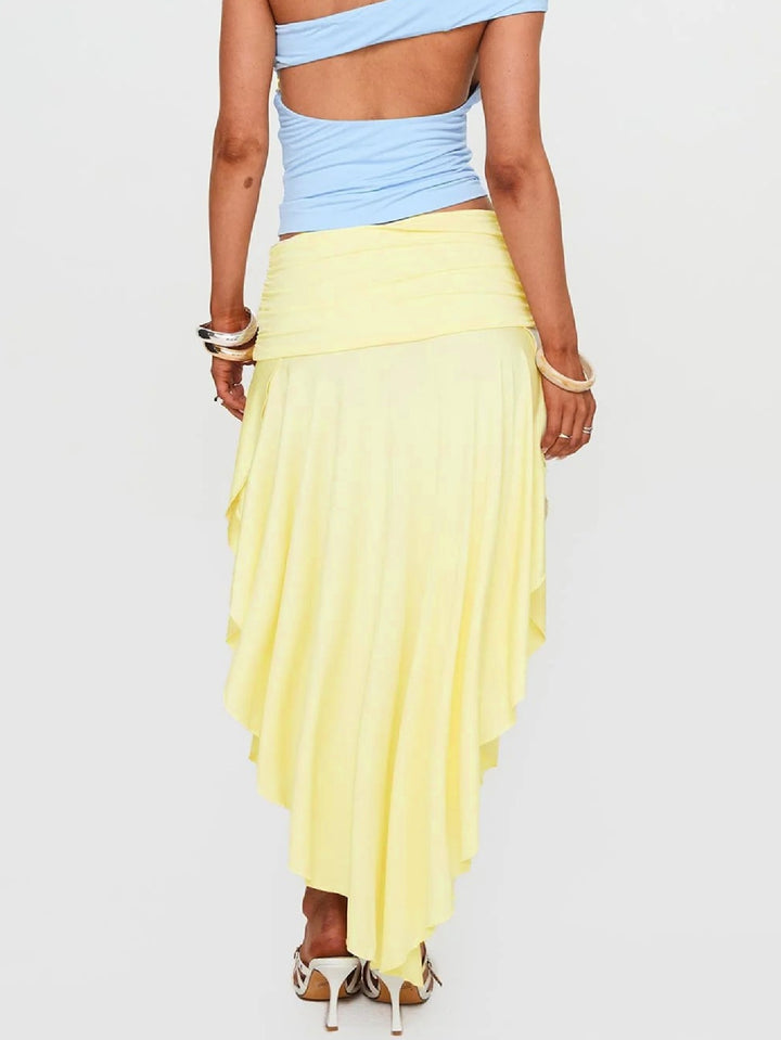 Women's elegant pleated high-waisted slit skirt