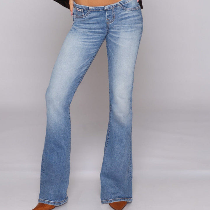 Low-rise slim-fit flared trousers