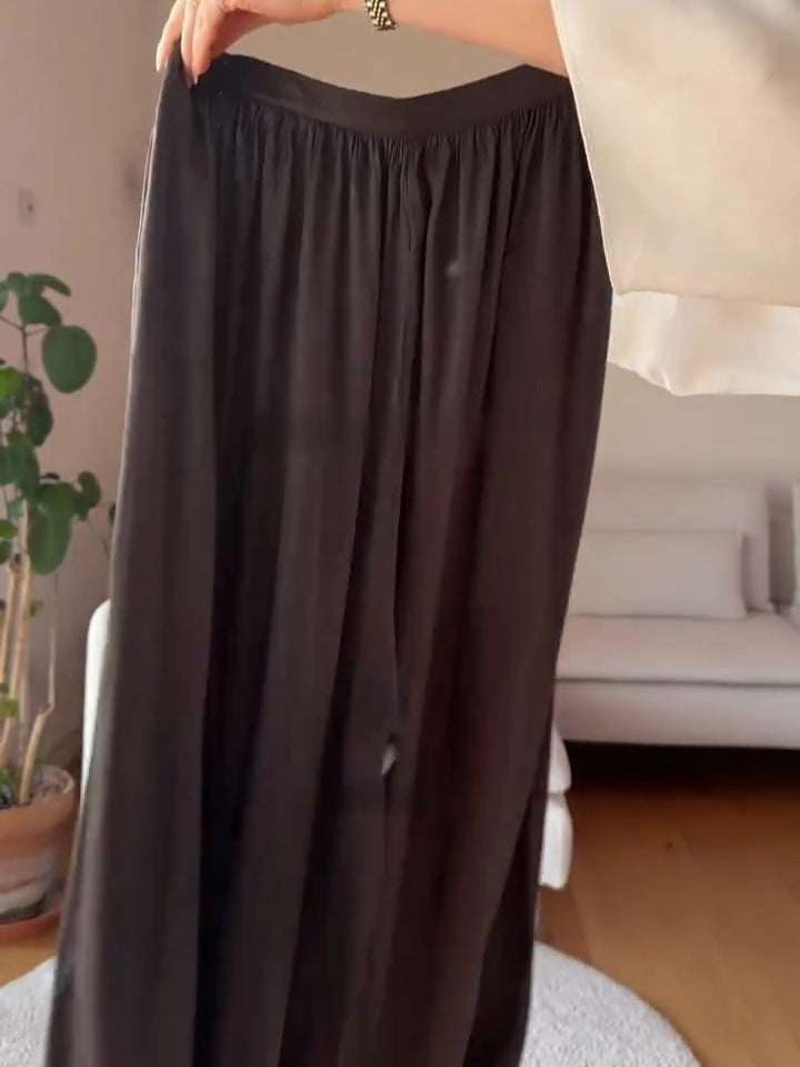 Breathable V-neck chiffon blouse and lantern pants two-piece set