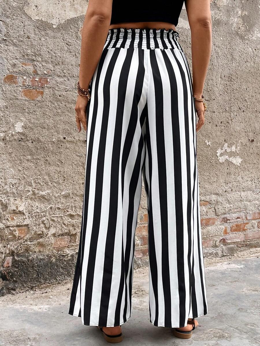 Flowing striped wide-leg pants