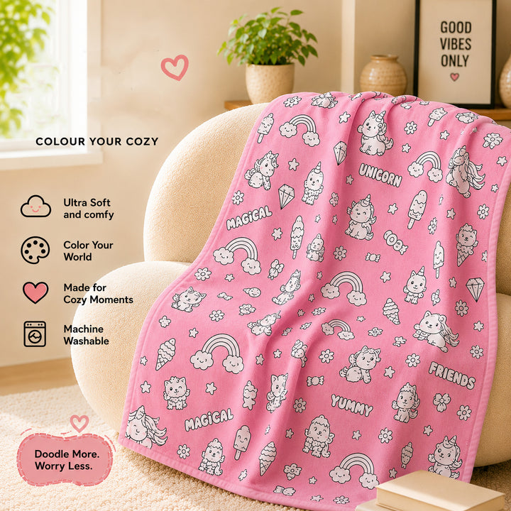 DIY Children's Coloring Blanket with Paintbrushes