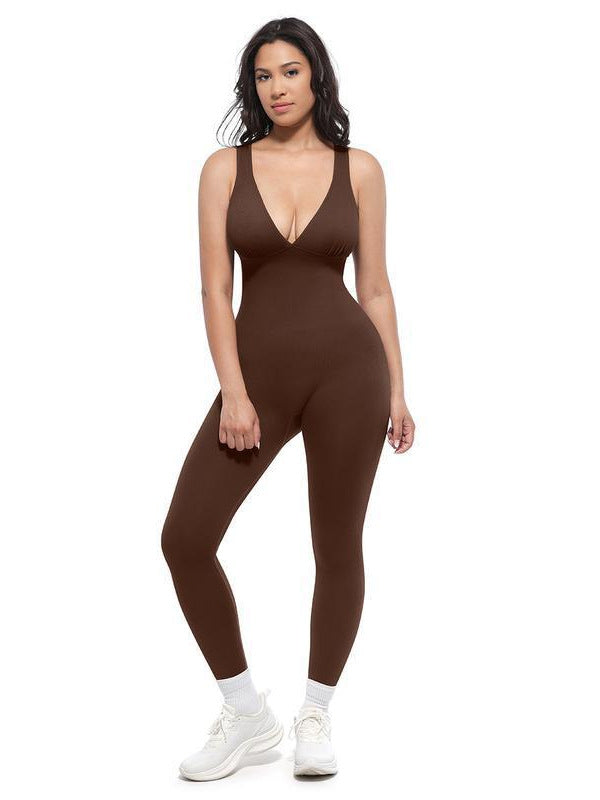 Sleeveless V-neck slimming and tummy-control sports yoga jumpsuit