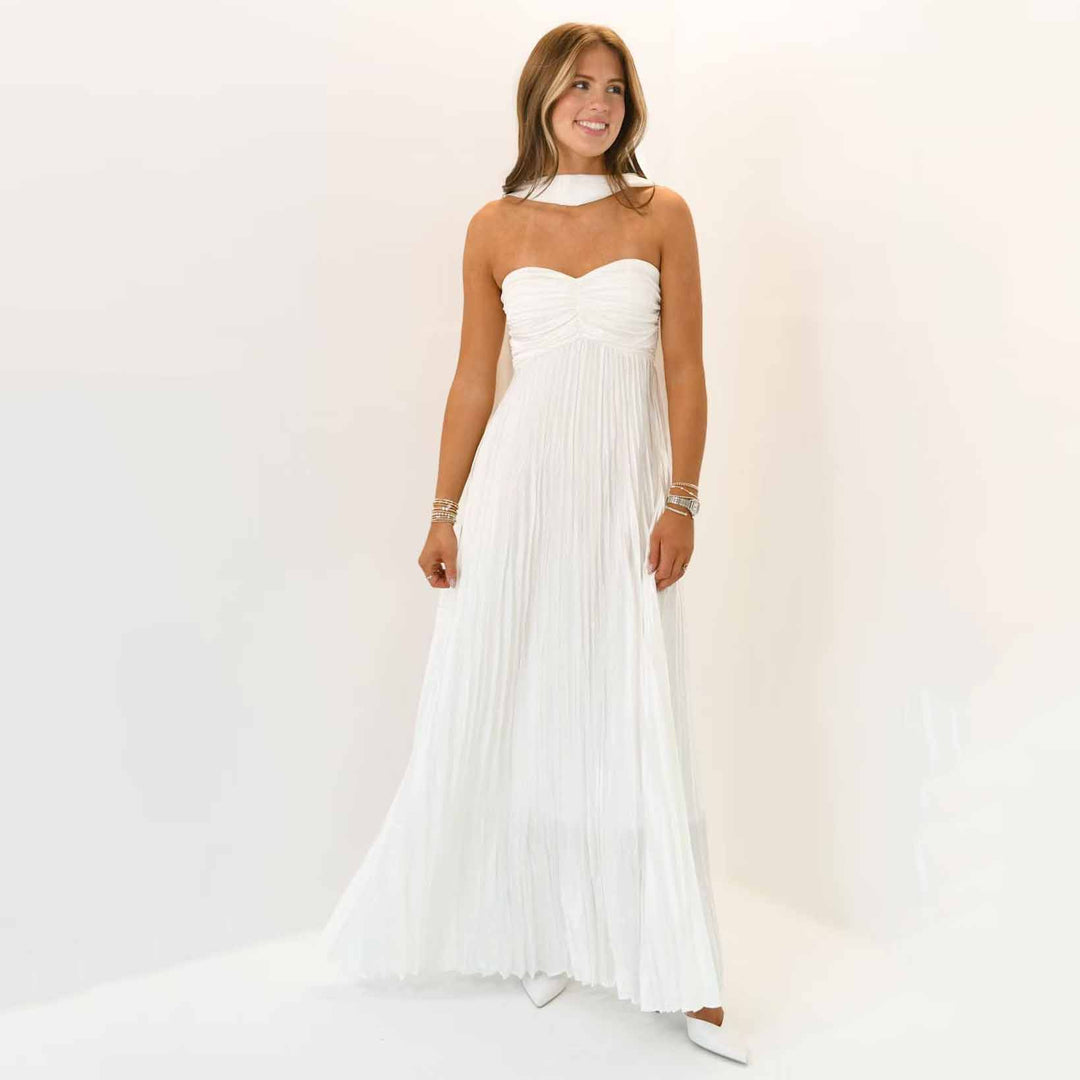 Sexy tube top dress pleated high-end evening dress
