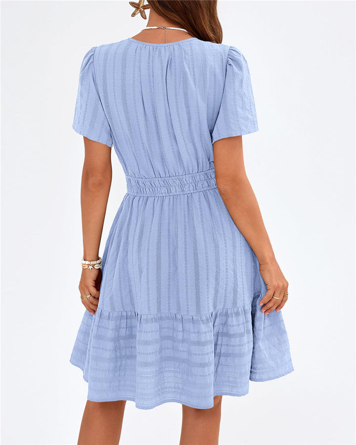 V-neck puff sleeve maxi dress
