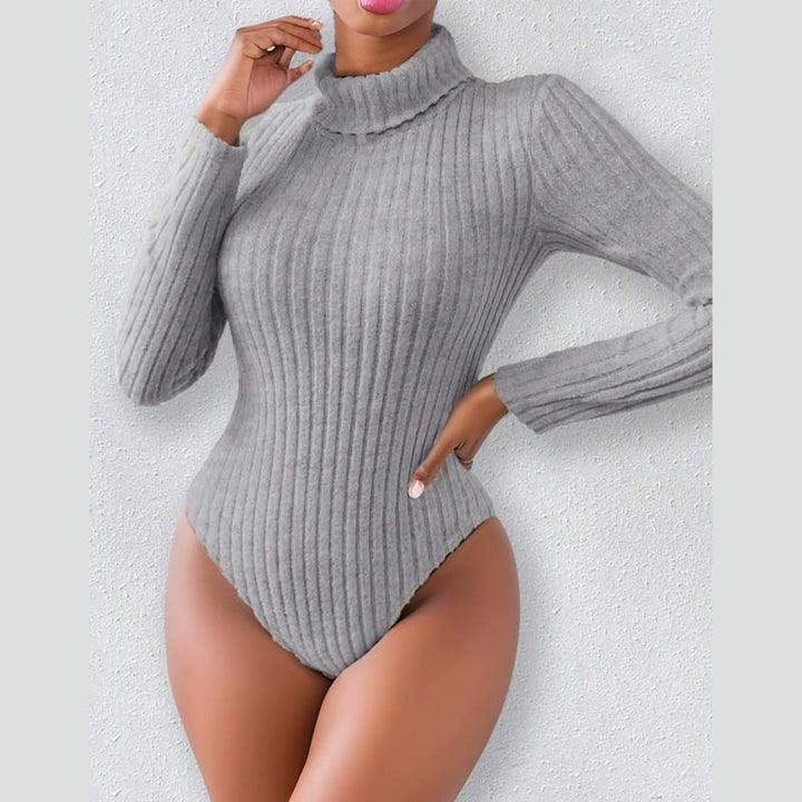 Knitted high-neck long-sleeved slim-fit bodysuit