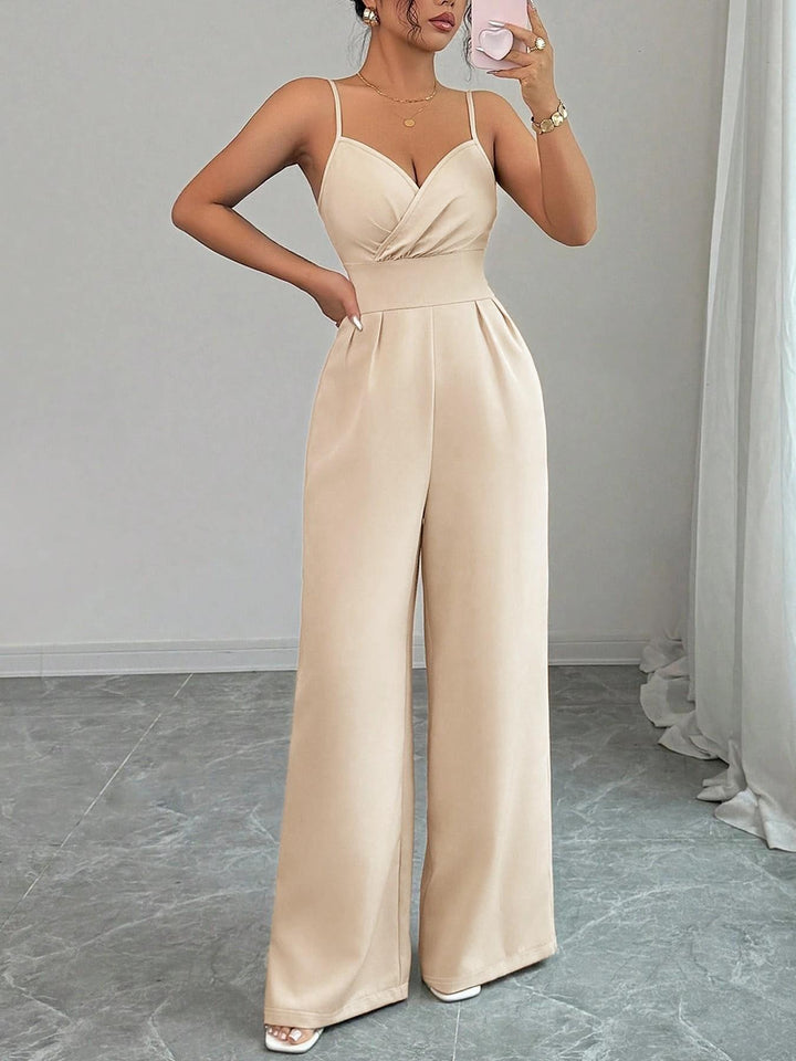 Cross V-neck sleeveless jumpsuit