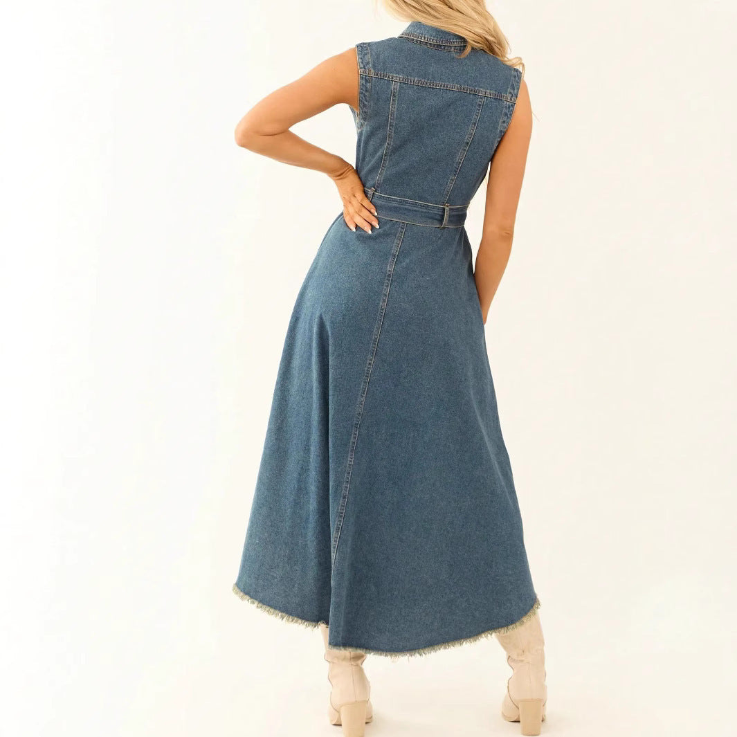 Sleeveless irregular hem dress