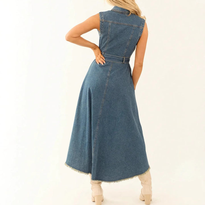 Sleeveless irregular hem dress