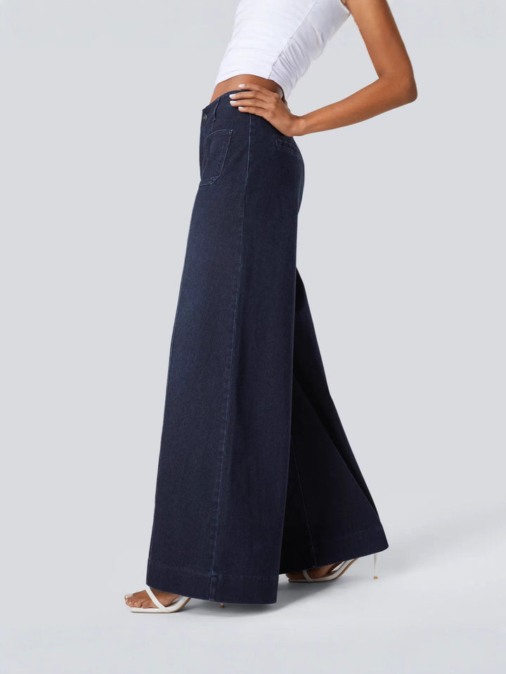 Casual Pocket Wide-Leg Straight-Leg Trousers