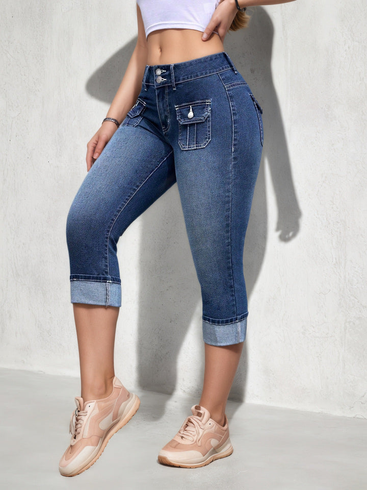 Women's stretch denim capri pants