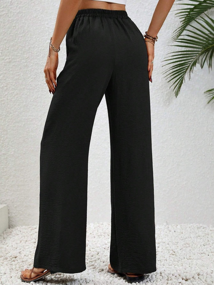 Solid color stylish straight leg pants