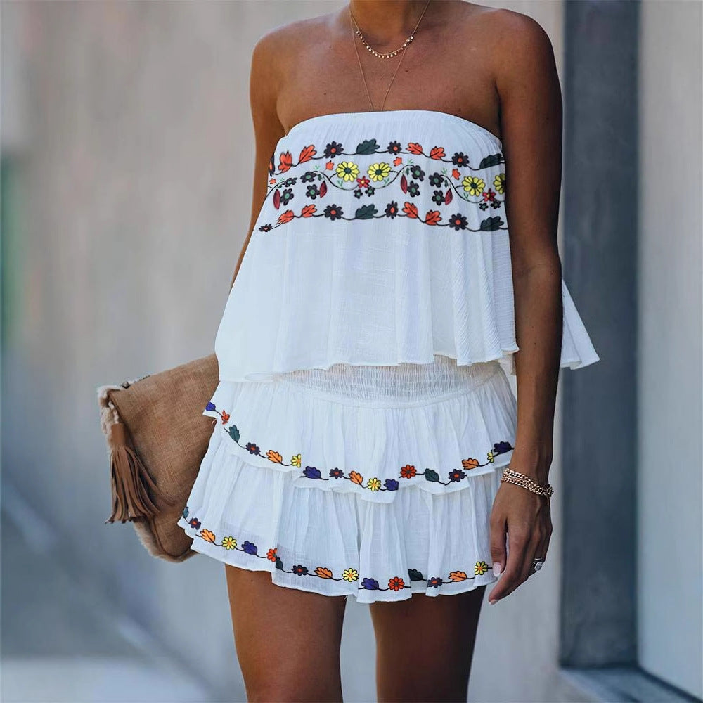 Backless Bandeau Ruffled Jumpsuit