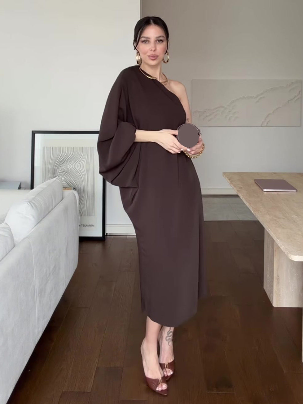 Elegant and Breathable Asymmetrical One-Shoulder Dress