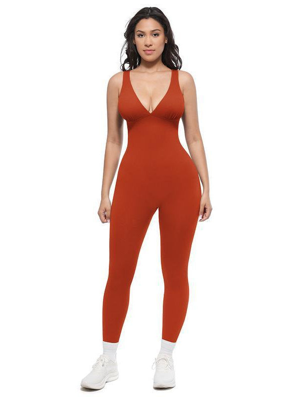 Sleeveless V-neck slimming and tummy-control sports yoga jumpsuit