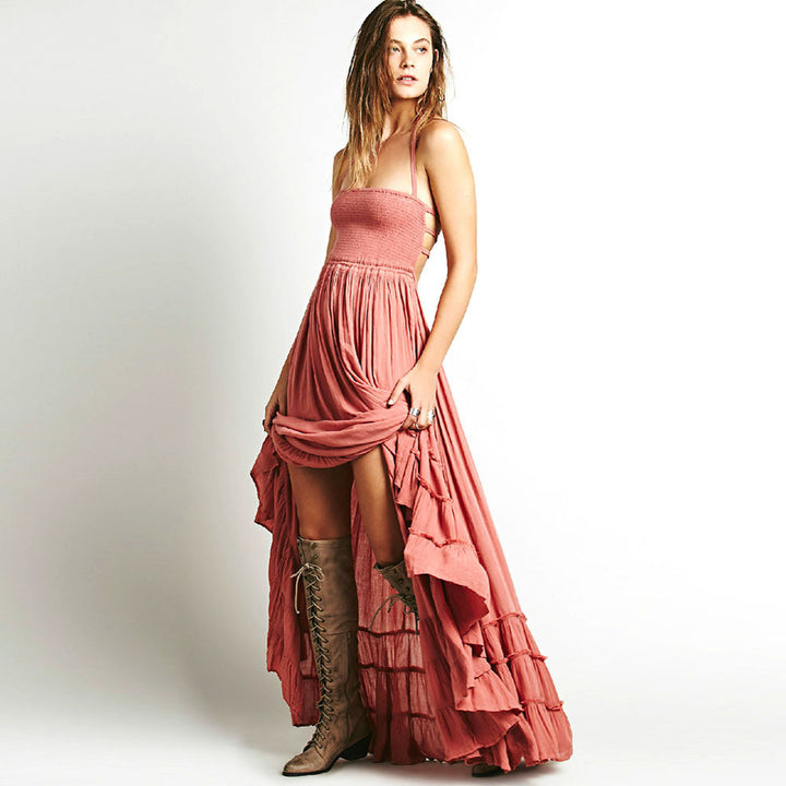 Backless cotton long dress