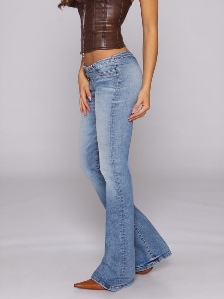 Low-rise slim-fit flared trousers