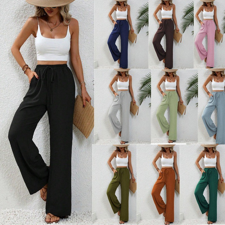 Solid color stylish straight leg pants