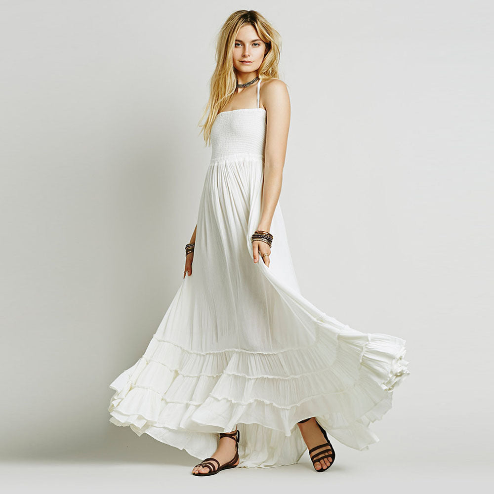 Backless cotton long dress