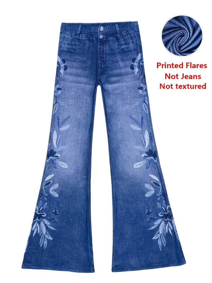Printed casual low-rise flared pants