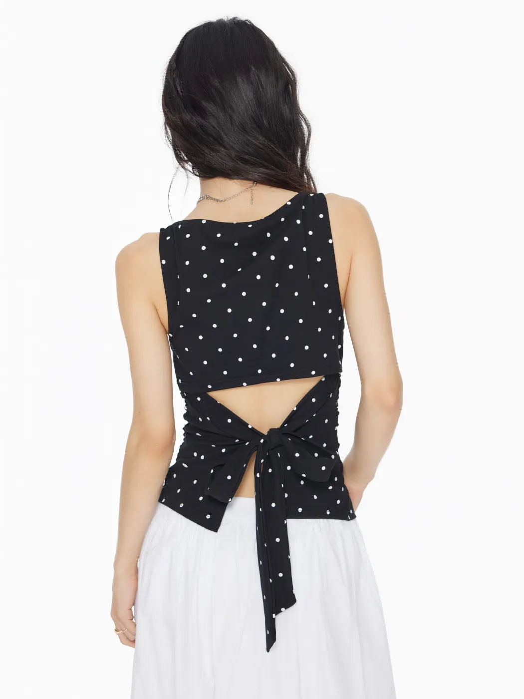 Polka dot fitted sleeveless top
