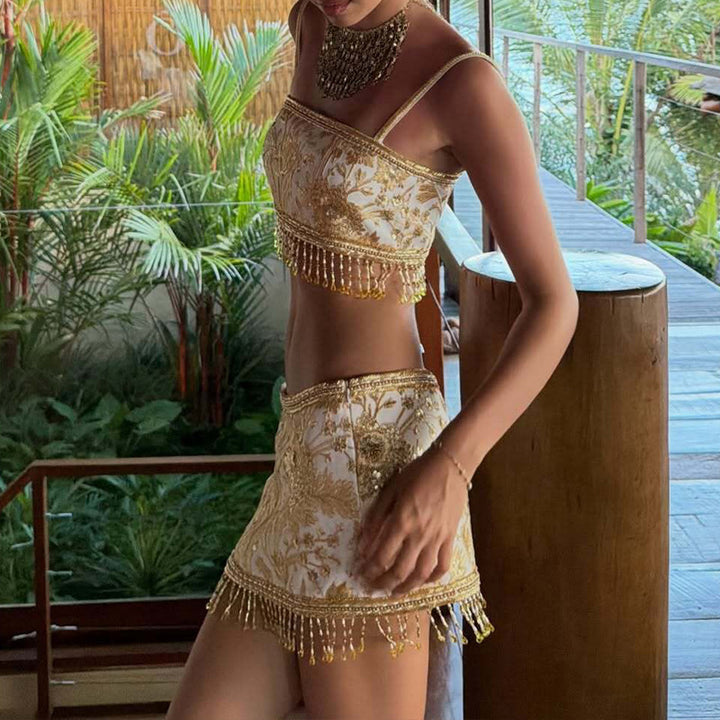 Strapless Tassel Beaded Set