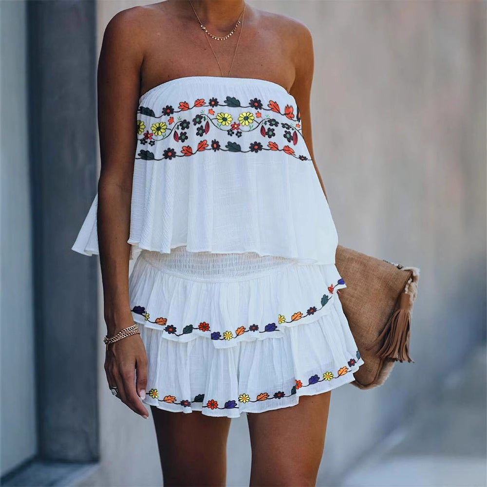 Backless Bandeau Ruffled Jumpsuit