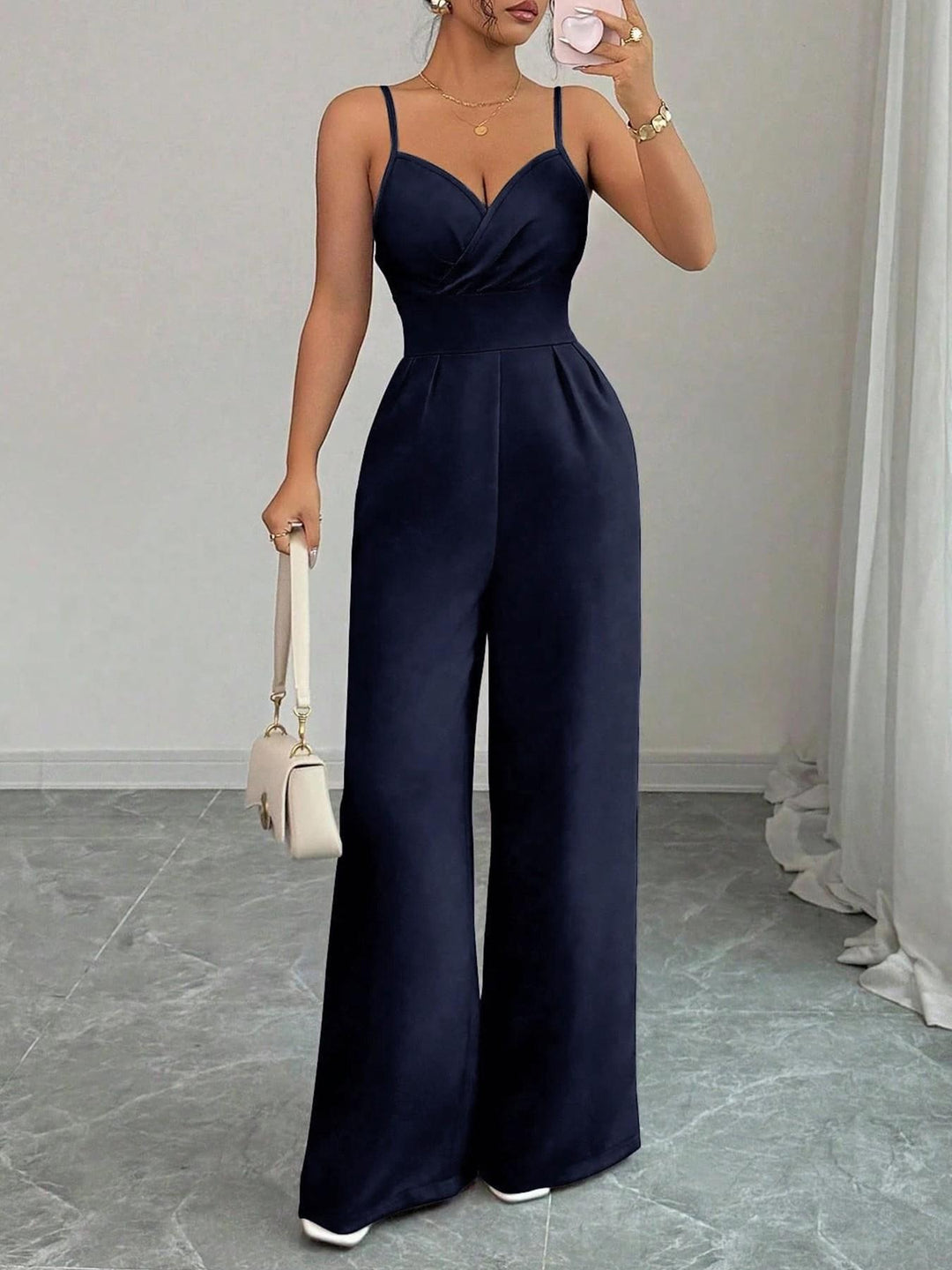 Cross V-neck sleeveless jumpsuit