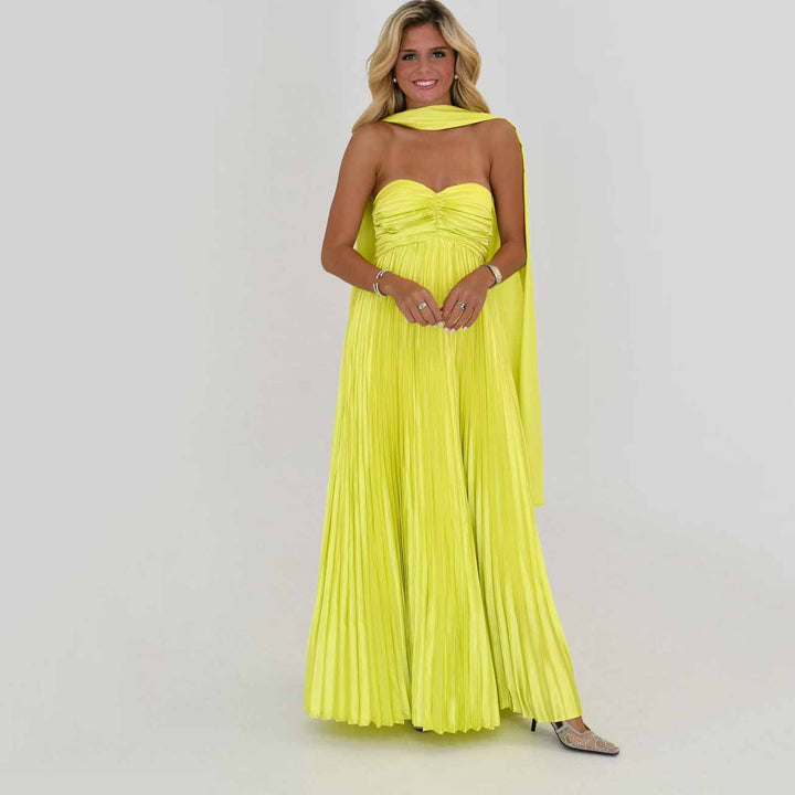 Sexy tube top dress pleated high-end evening dress